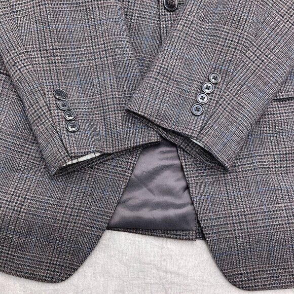 Lauren Ralph Lauren Blazer Men 42L Blue Brown‎ Glen Plaid Classic Career Wool - Picture 3 of 14